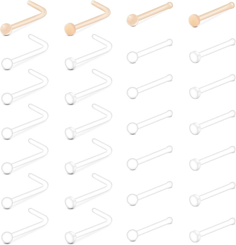 MODRSA 18g 20g Nude Clear Nose Studs for Work Clear Piercing Retainers for Surgery Plastic Septum Retainer 16g Labret Lip Studs Plastic Cartilage Earring Studs for Sport Surgery Invisible Septum Rings - Image 1